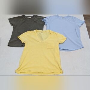 Madewell Women's Small Lot of 3 Short Sleeve T-shirts Yellow Blue Green